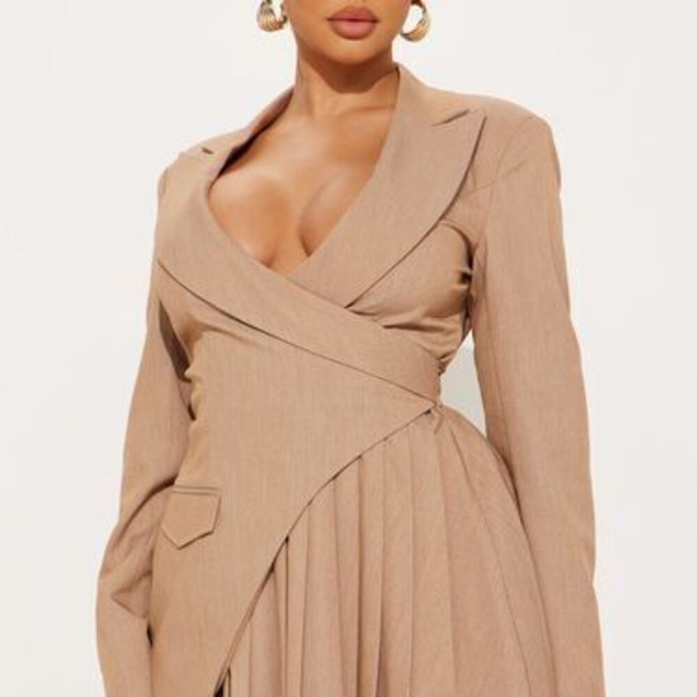 Delani Mini Blazer Dress - Khaki - M